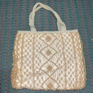 Macrame shoulder tote.